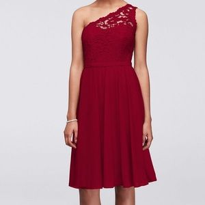 David's Bridal ONE SHOULDER LACE DRESS F15711